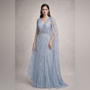 Adrianna Papell Light Blue Maxi Dress
